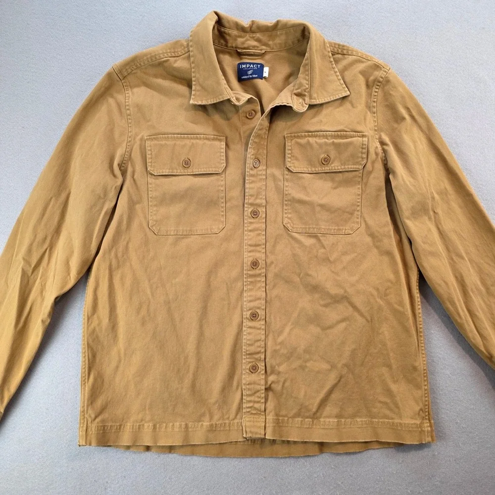 United By Blue Impact Collection Tan Button Down Shirt Jacket Organic Workwear L